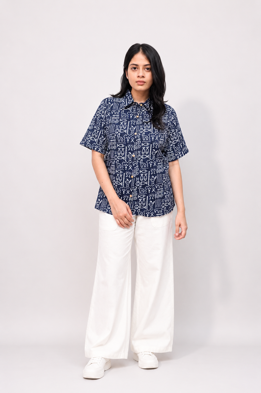 MATSA Cotton Printed Relax Fit Shirt