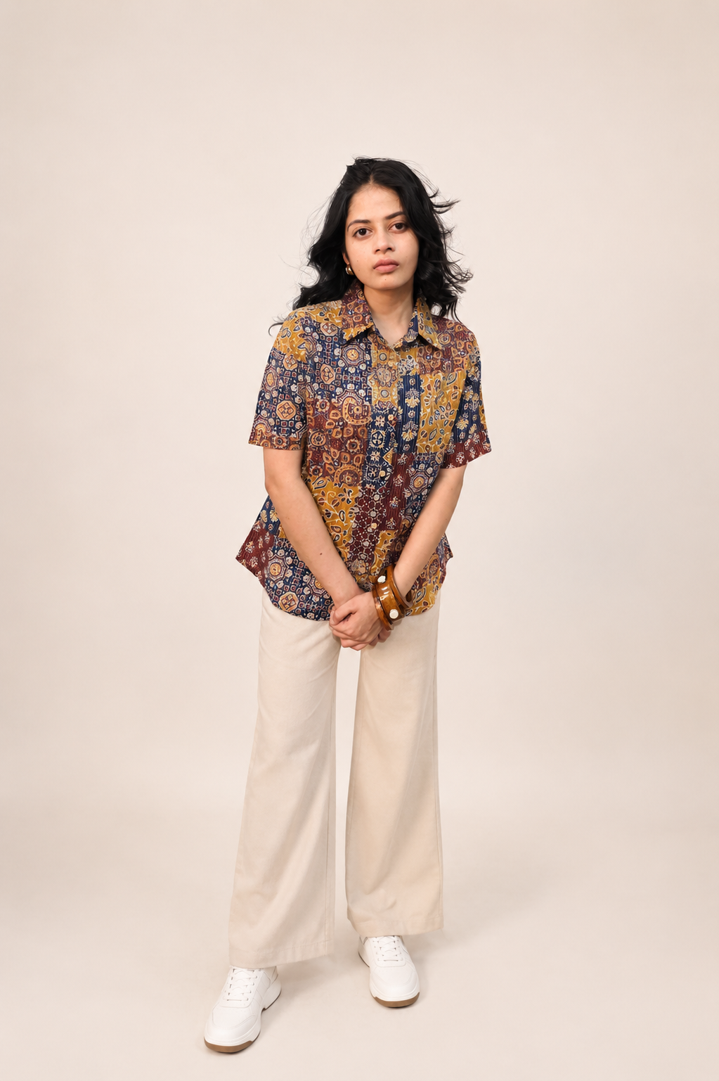 NOOR Patchwork Cotton Relax Fit Shirt