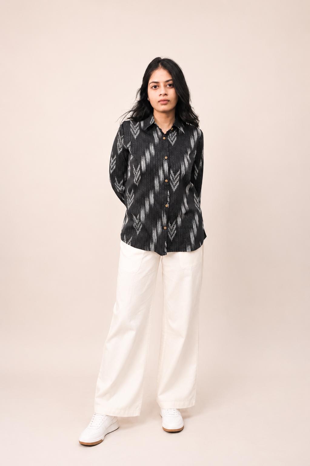 KAYA Cotton Ikkat Print Relax Fit Shirt