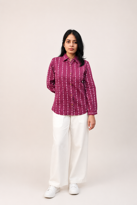MAYA Cotton Kantha Relax Fit Shirt