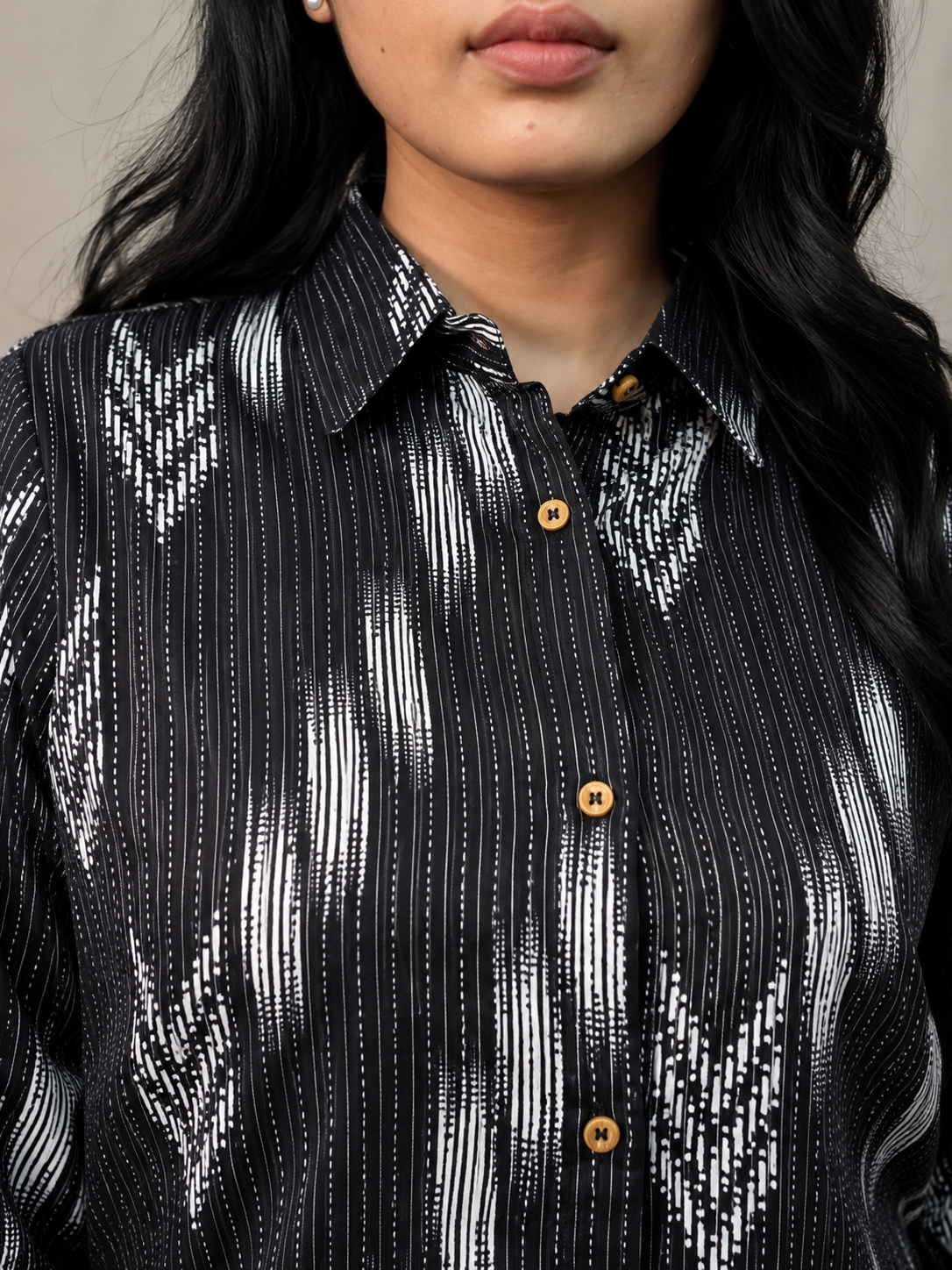 KAYA Cotton Ikkat Print Relax Fit Shirt