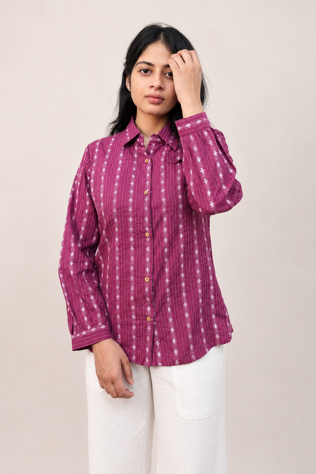 MAYA Cotton Kantha Relax Fit Shirt